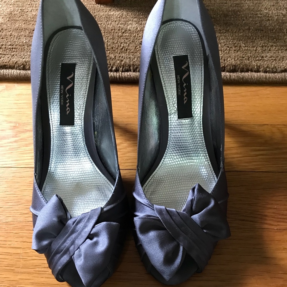 Nina grey satin shoes